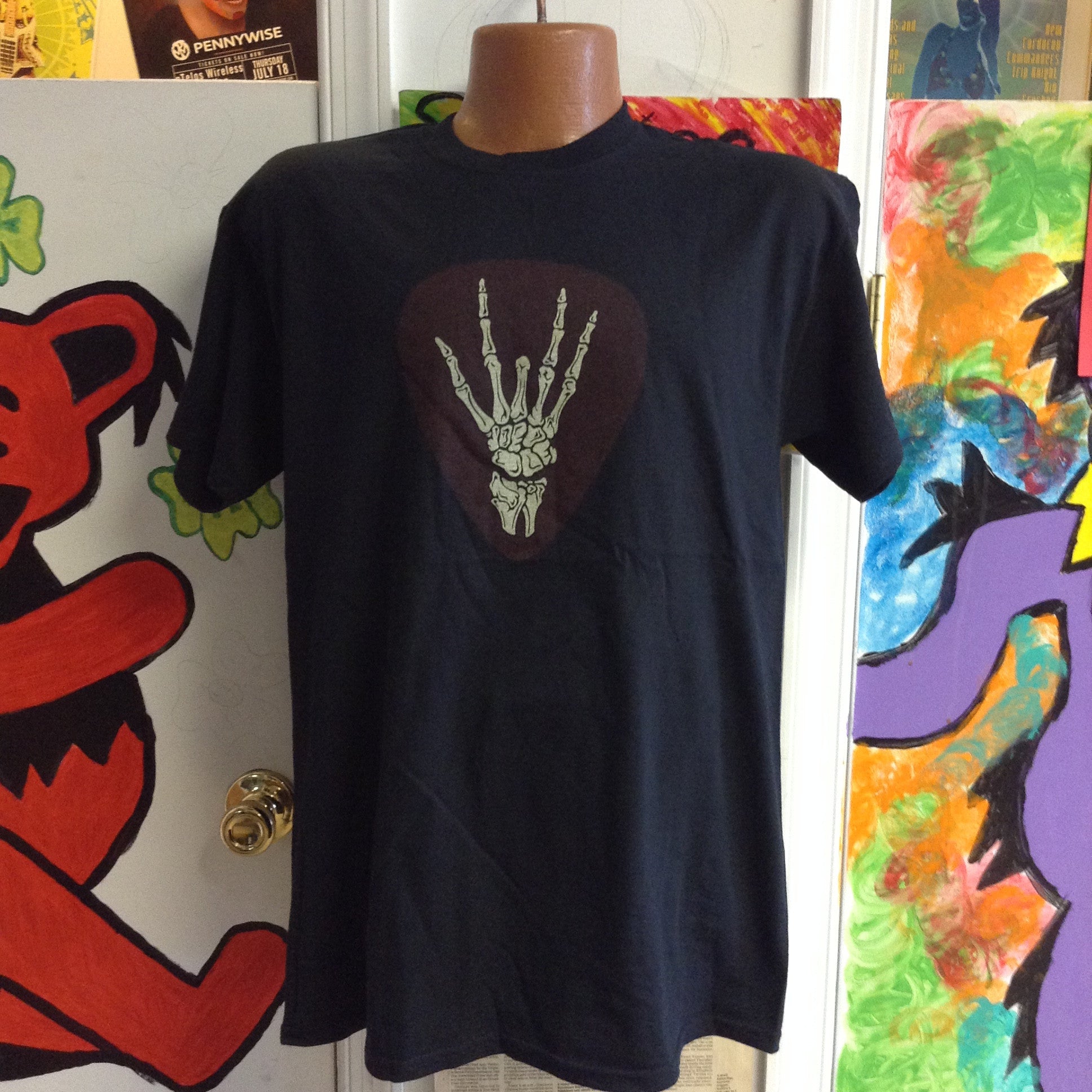 Men's Jerry Garcia Hand Bones Pick Solid T-Shirt - HalfMoonMusic