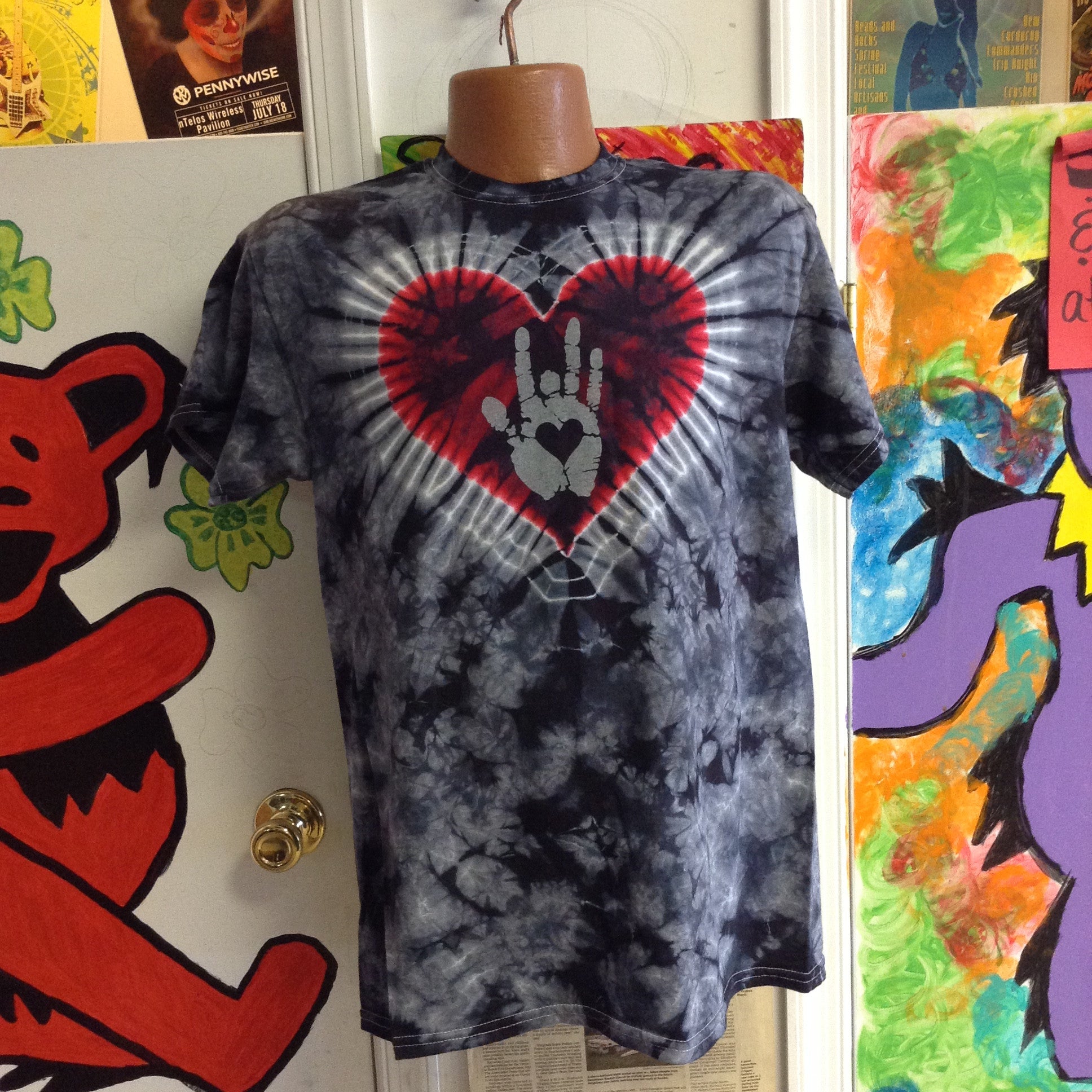 Mens Jerry Love Hand Tie Dye T Shirt - HalfMoonMusic