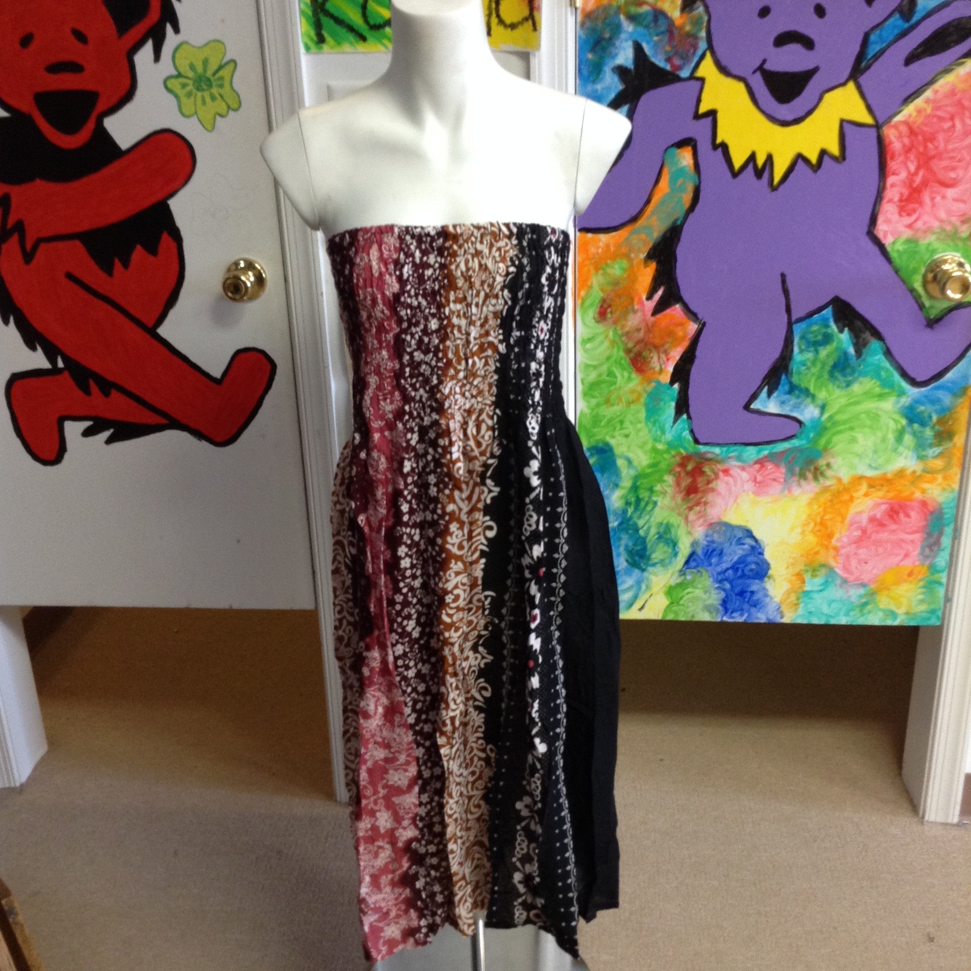 Flower Panel Print Womens Dress - HalfMoonMusic