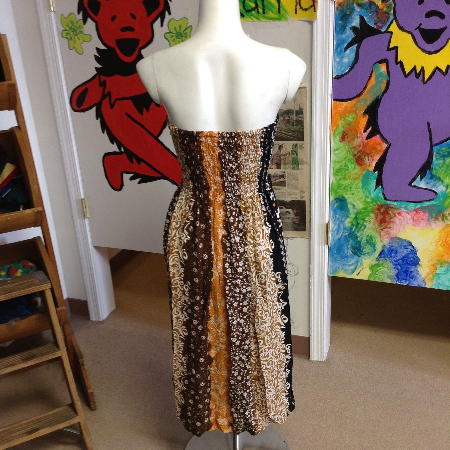Flower Panel Print Womens Dress - HalfMoonMusic