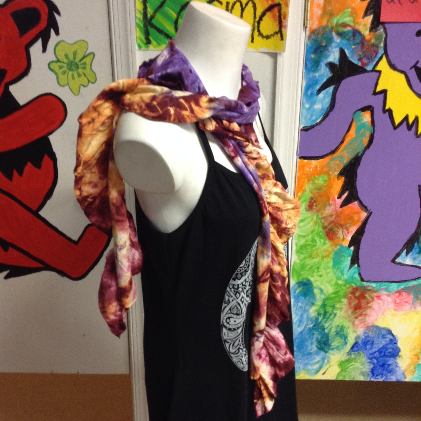 Tie Dye Ruffle Scarf - HalfMoonMusic