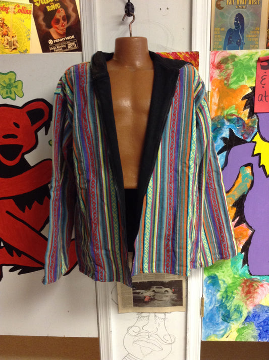 Mexican Striped Fleece Lined Mens Jacket - HalfMoonMusic