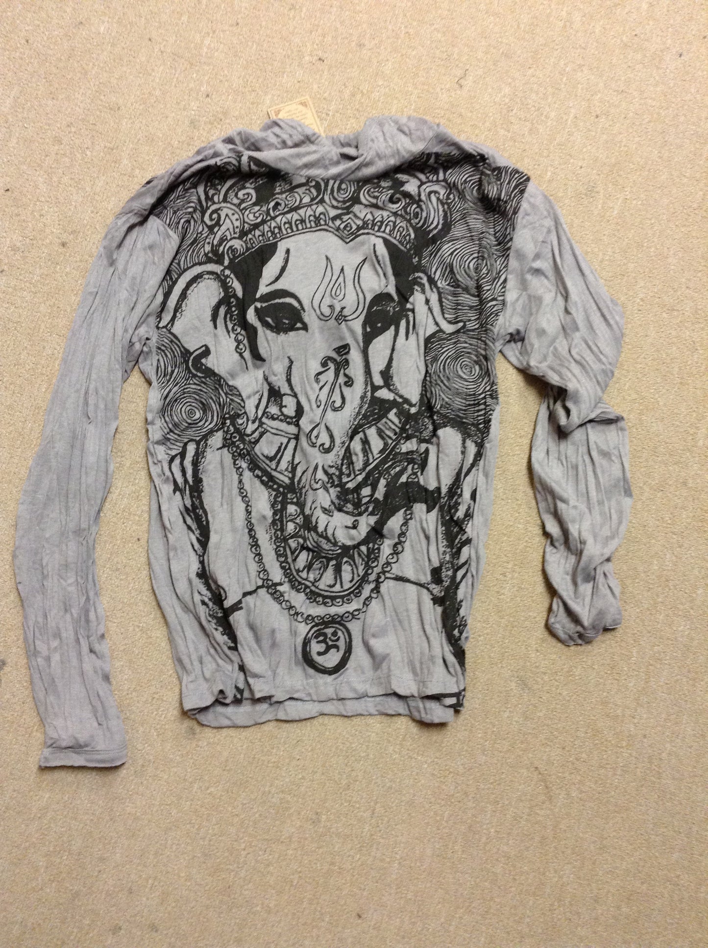 Hooded Ganesh Mens Long Sleeve T-shirt - HalfMoonMusic