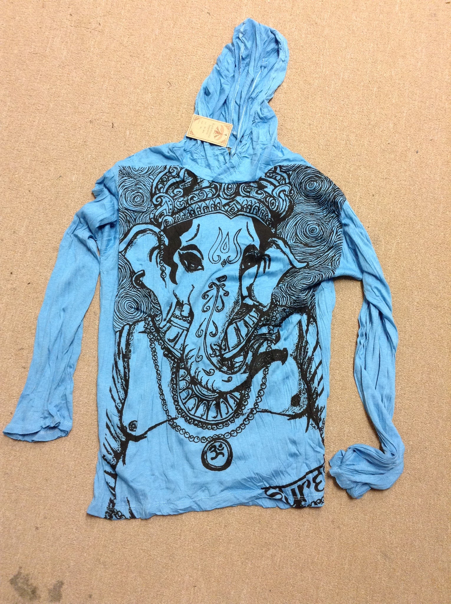 Hooded Ganesh Mens Long Sleeve T-shirt - HalfMoonMusic