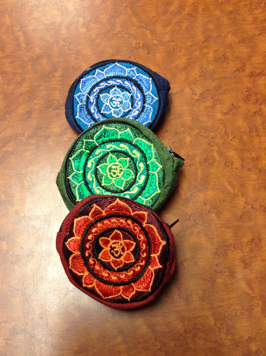 Round Om Lotus Coin Purse - HalfMoonMusic
