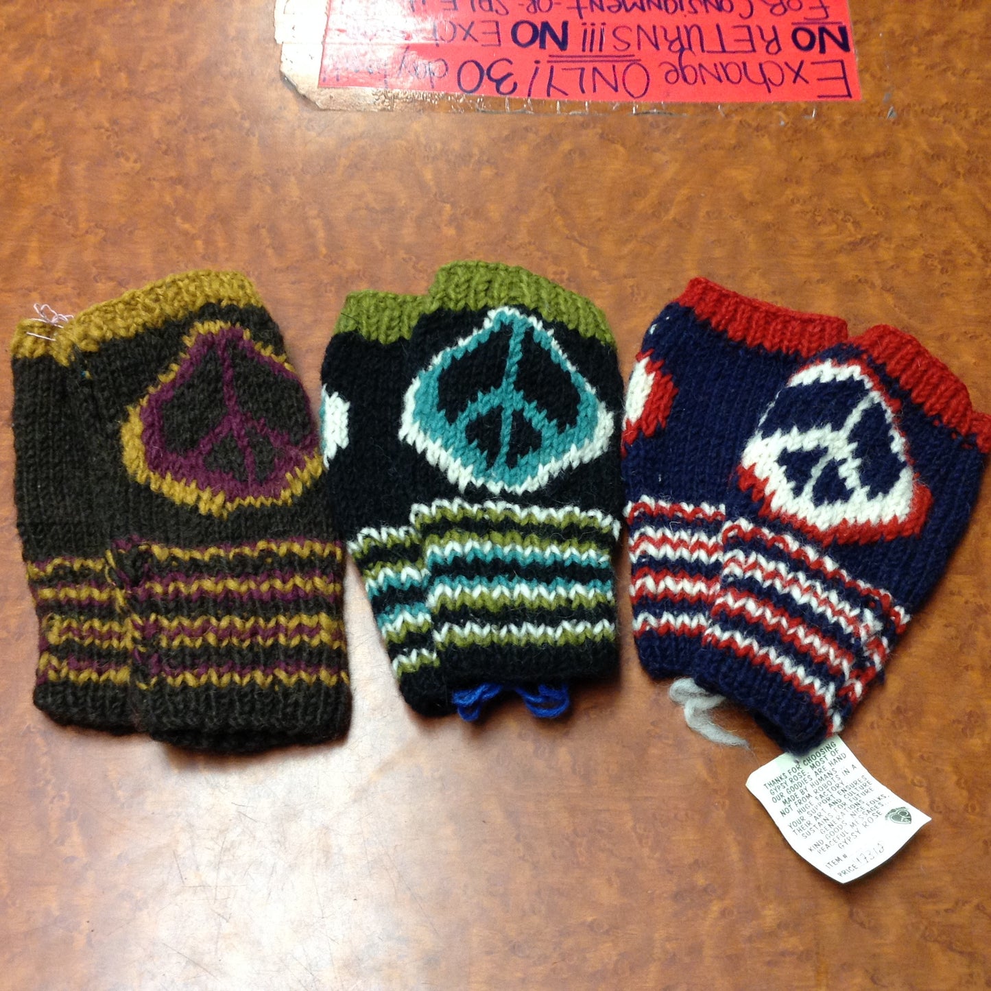 Peace Sign Wool Handwarmers - HalfMoonMusic