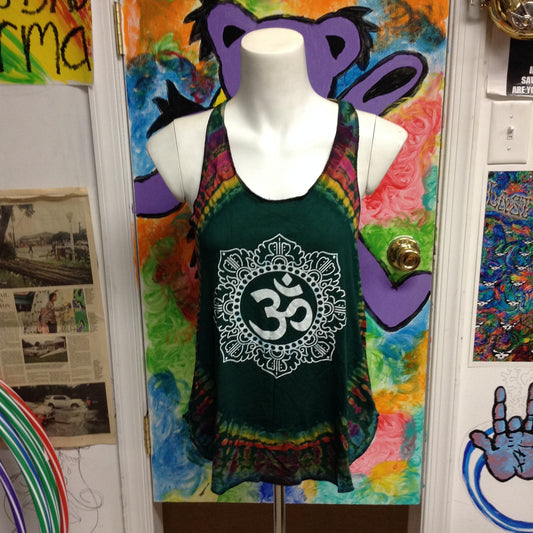 Womens OM Print Tie Dye Tank Top - HalfMoonMusic