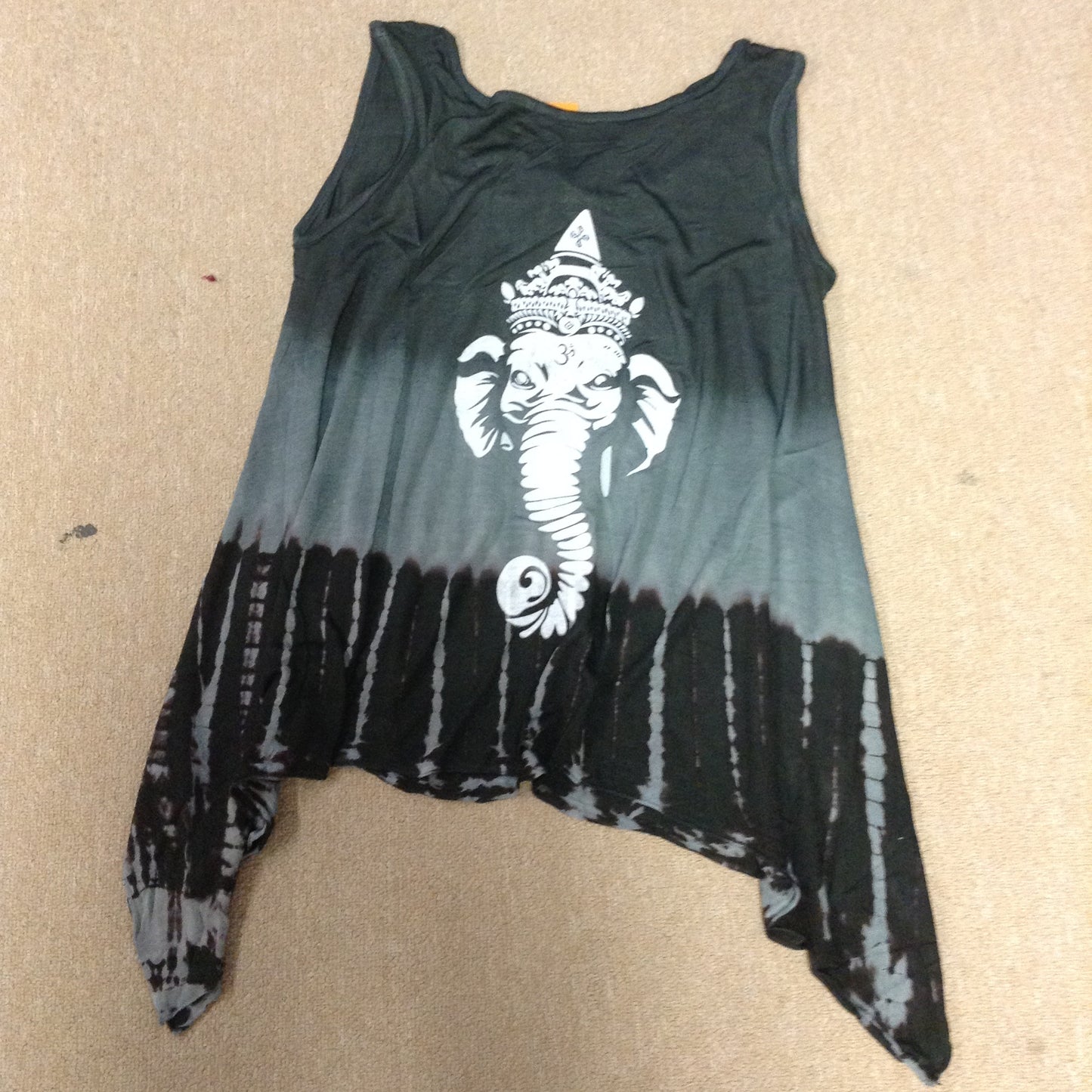 Womens Ganesh Print Tie Dye Bottom Tank Top - HalfMoonMusic