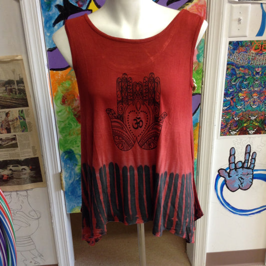 Womens Hamsa Print Tie Dye Bottom Tank Top - HalfMoonMusic