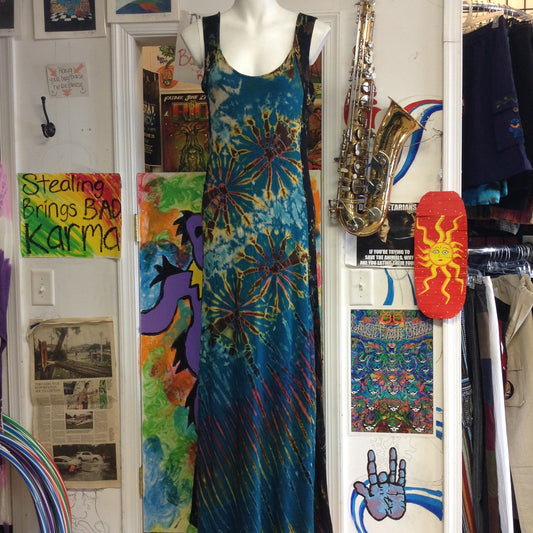 Womens Tie Dye Long Panel Dress - HalfMoonMusic