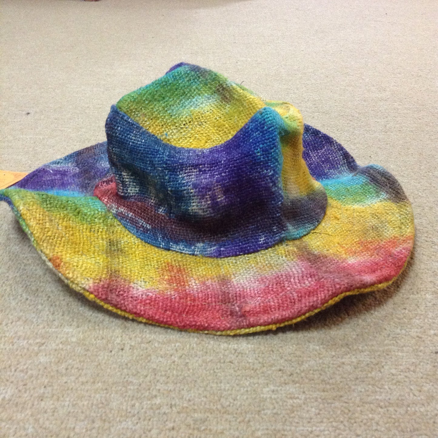 Rainbow Tie Dye Hemp Sun Hat - HalfMoonMusic
