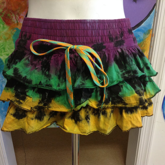 Womens Tie Dye Layered Mini Skirt - HalfMoonMusic