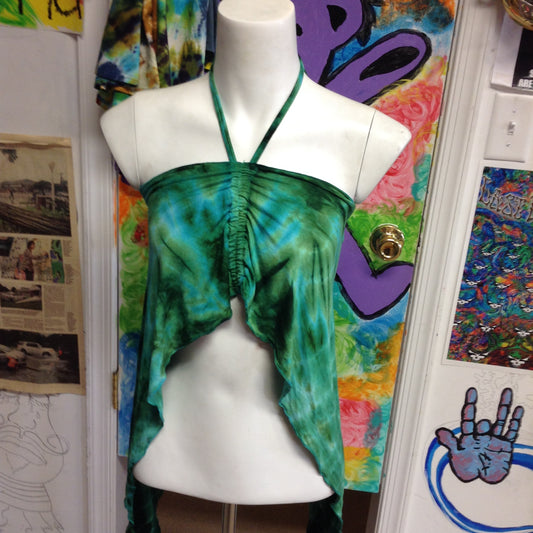 Tie Dye Butterfly Tie Up Halter Top - HalfMoonMusic