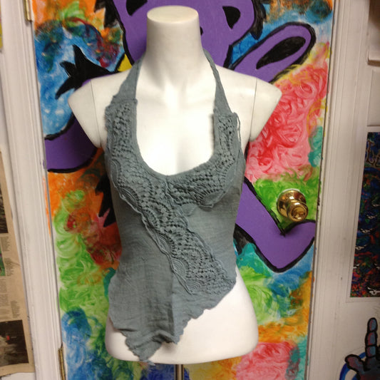 Womens Solid Color Gauze Halter Top - HalfMoonMusic