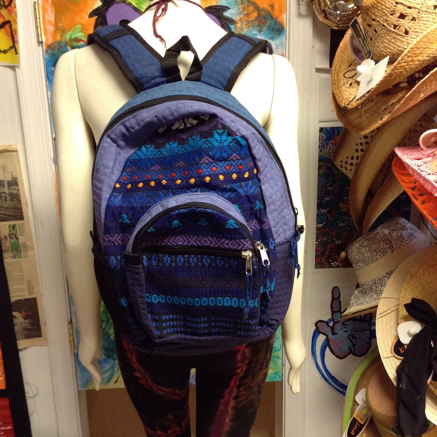 Basket Weave with Hand Woven Front Backpack - HalfMoonMusic