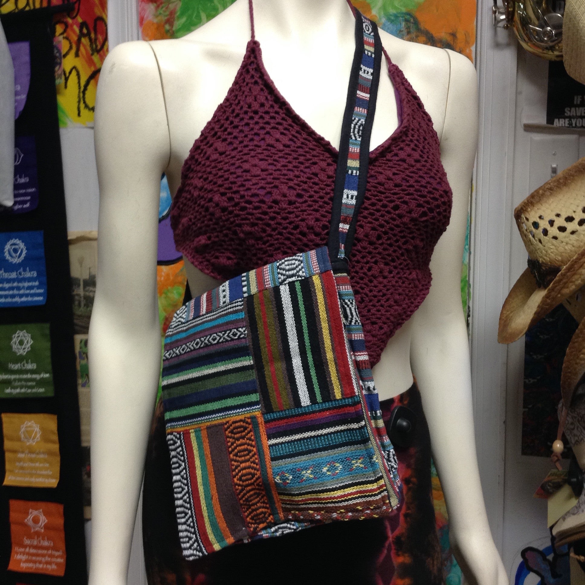 Cotton Striped Tribal  Patchwork Bag - HalfMoonMusic