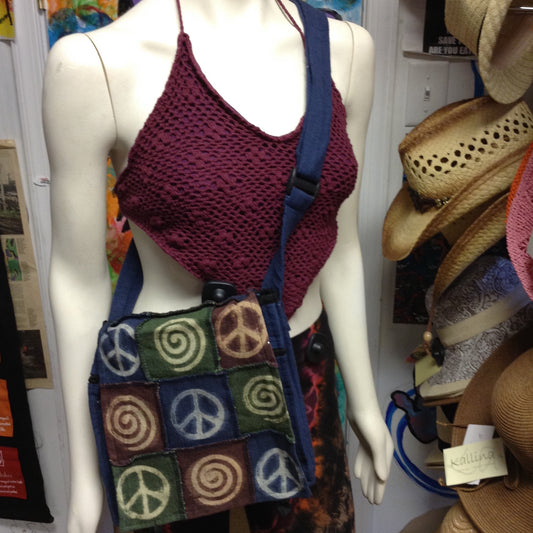 Peace sign patchwork bag - HalfMoonMusic