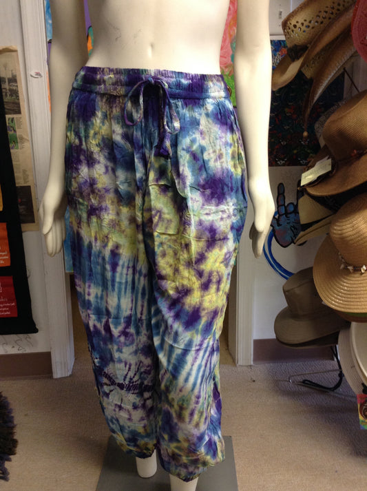Tie-dye Rayon Harem Pants - HalfMoonMusic