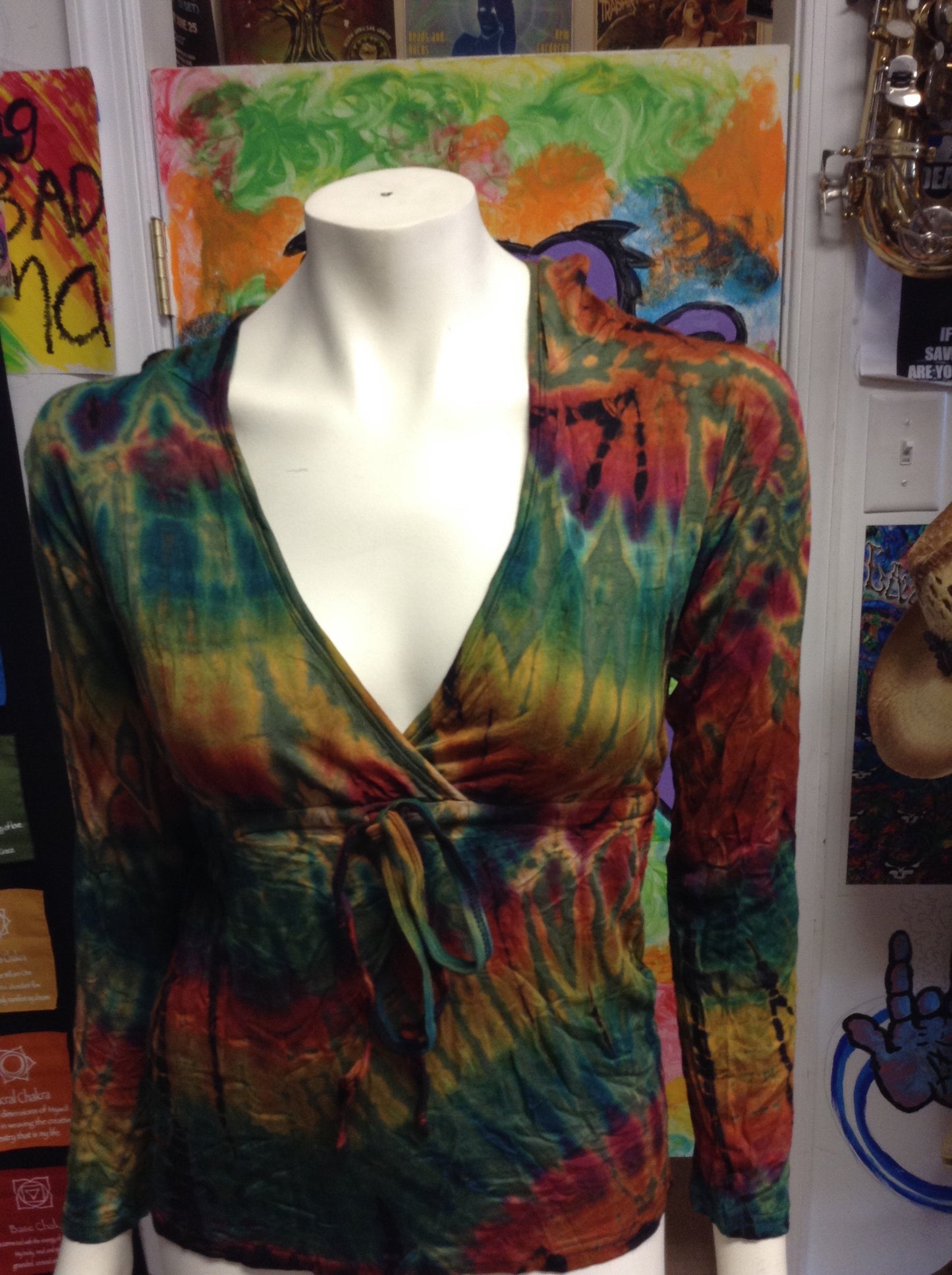 Womens Long Sleeve Tie Dye Pull Over Hoodie - HalfMoonMusic