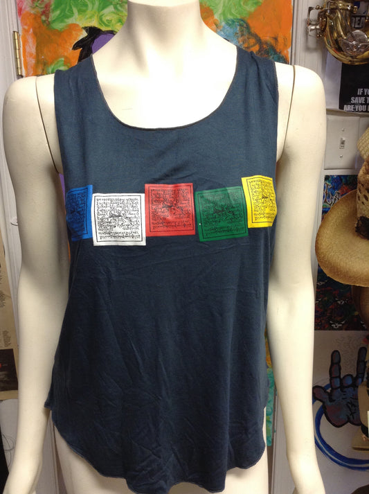Womens 5 Prayer Flag Color Print Tank Top - HalfMoonMusic