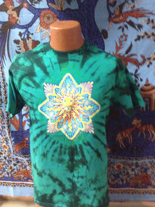Mens Tie-Dye Sun Lion T-Shirt - HalfMoonMusic