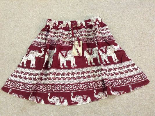 Womens Elephant Rayon Mini Skirt - HalfMoonMusic