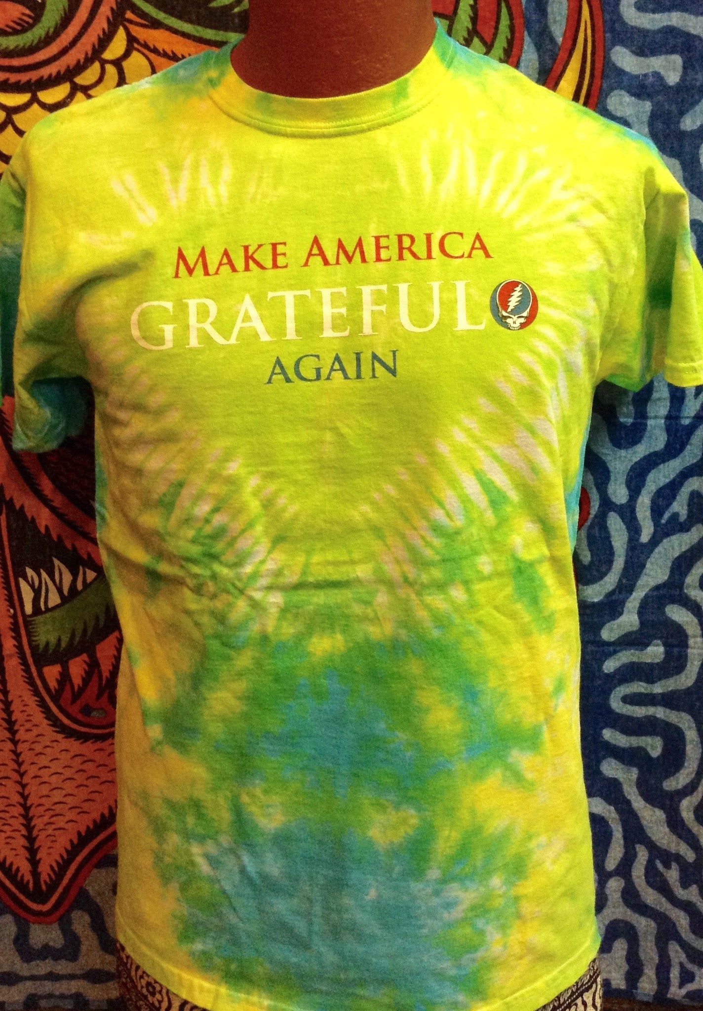 Mens Grateful Dead Tie-Dye Make America Grateful Again T-Shirt - HalfMoonMusic