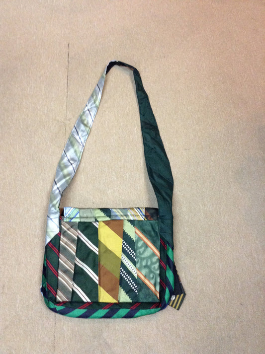 Recycled Neck Tie Messanger Bag - HalfMoonMusic