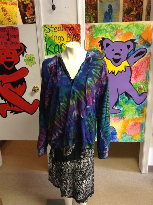 Women's Tie-Dye Lightweight Zip-Up Hoodie - HalfMoonMusic