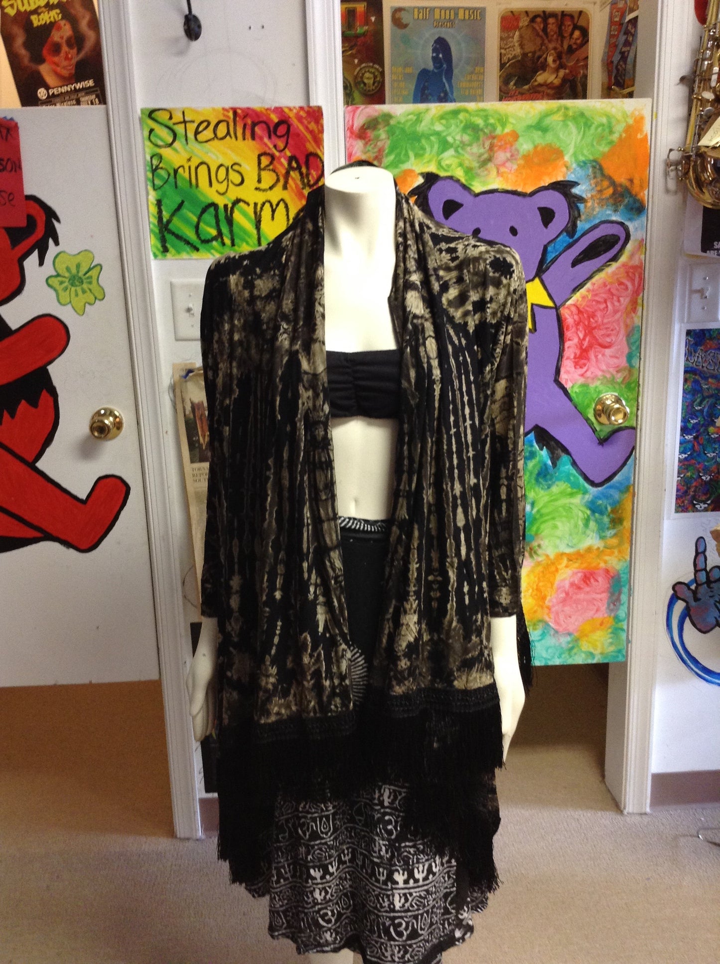 Tie Dye Fringe Jacket - HalfMoonMusic