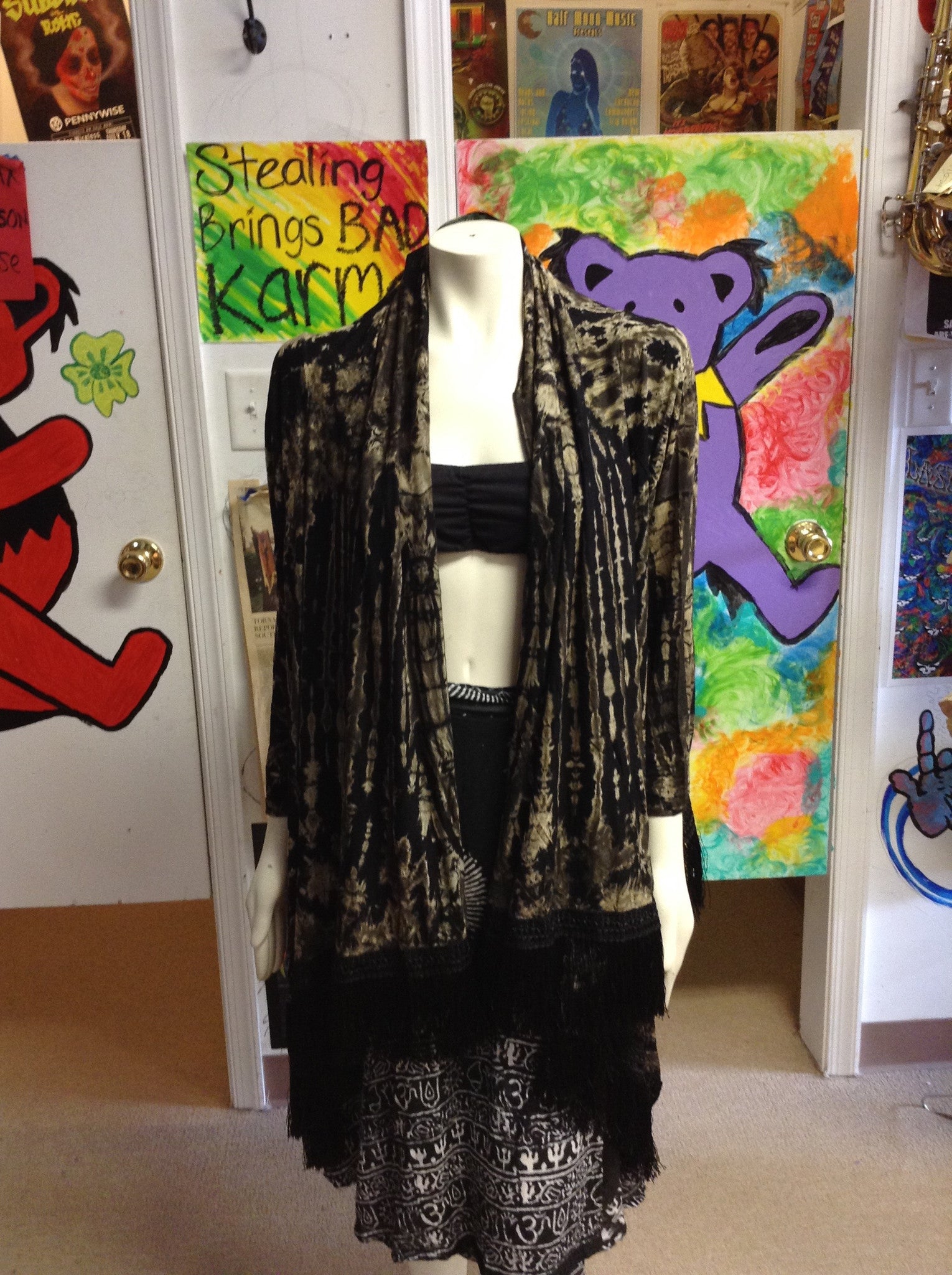 Tie Dye Fringe Jacket - HalfMoonMusic