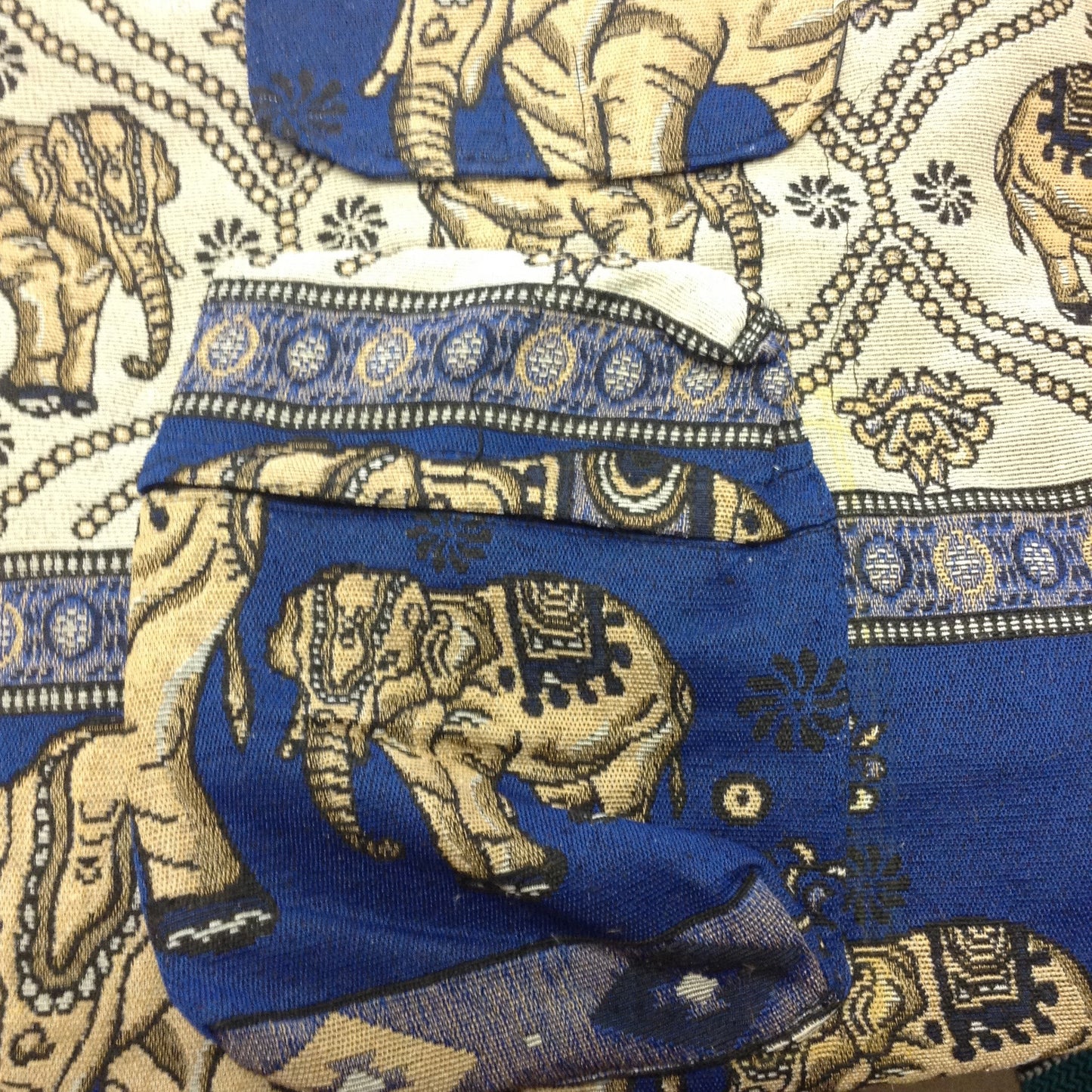 Woven Cotton Elephant Print Backpack - HalfMoonMusic