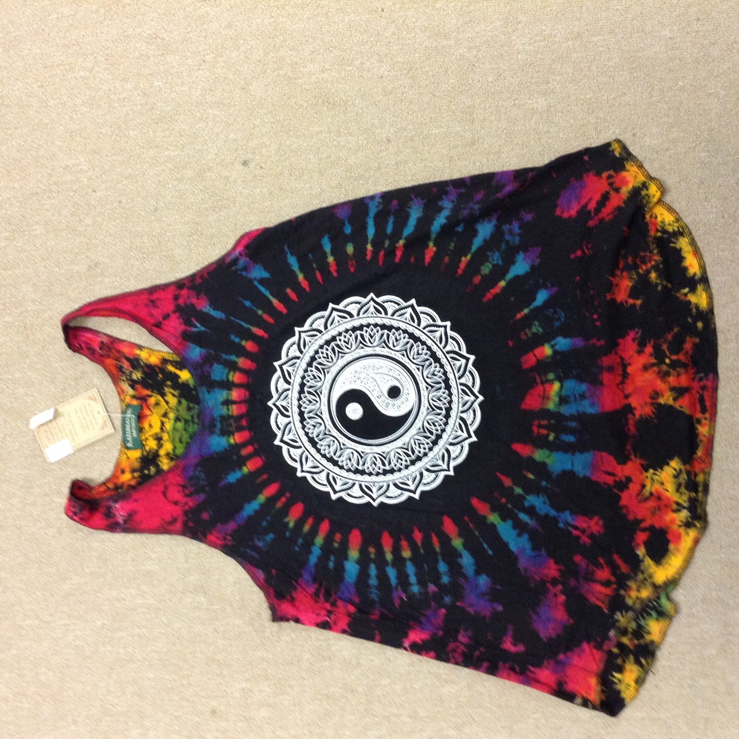 Womens Yin Yang Tie Dye Tank Top - HalfMoonMusic