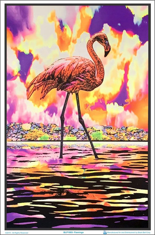 Flamingo Blacklight Poster - HalfMoonMusic