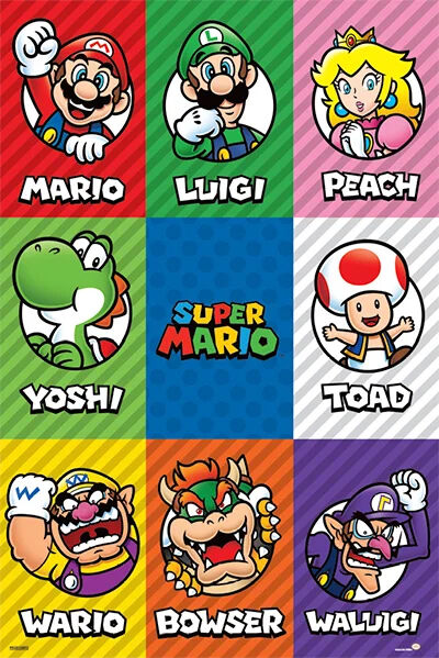 Super Mario Grid Poster - HalfMoonMusic