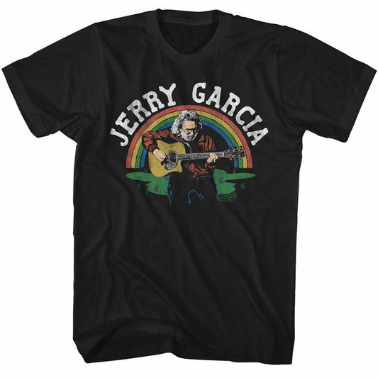 Mens Jerry Garcia Rainbow Guitar T-shirt - HalfMoonMusic