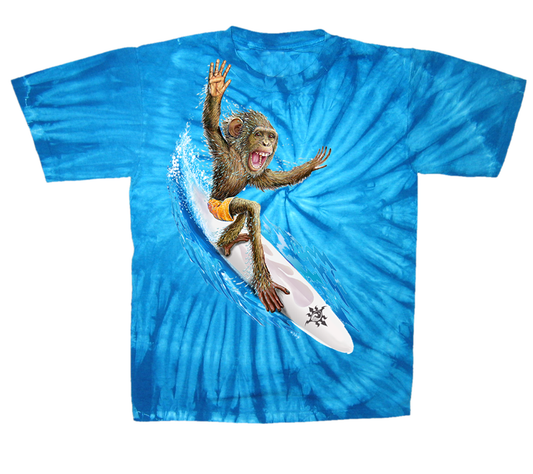 Mens Surf Monkey Tie-Dye T-Shirt - HalfMoonMusic