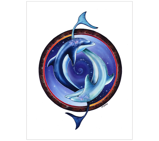Yin Yang Dolphins Mike DuBois Art Print - HalfMoonMusic