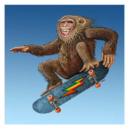 Skateboard Monkey Mike DuBois Art Print - HalfMoonMusic