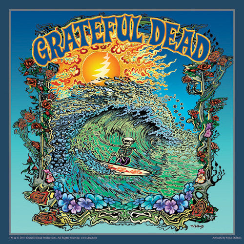 Grateful Dead Skeleton Surfer Art Print - HalfMoonMusic