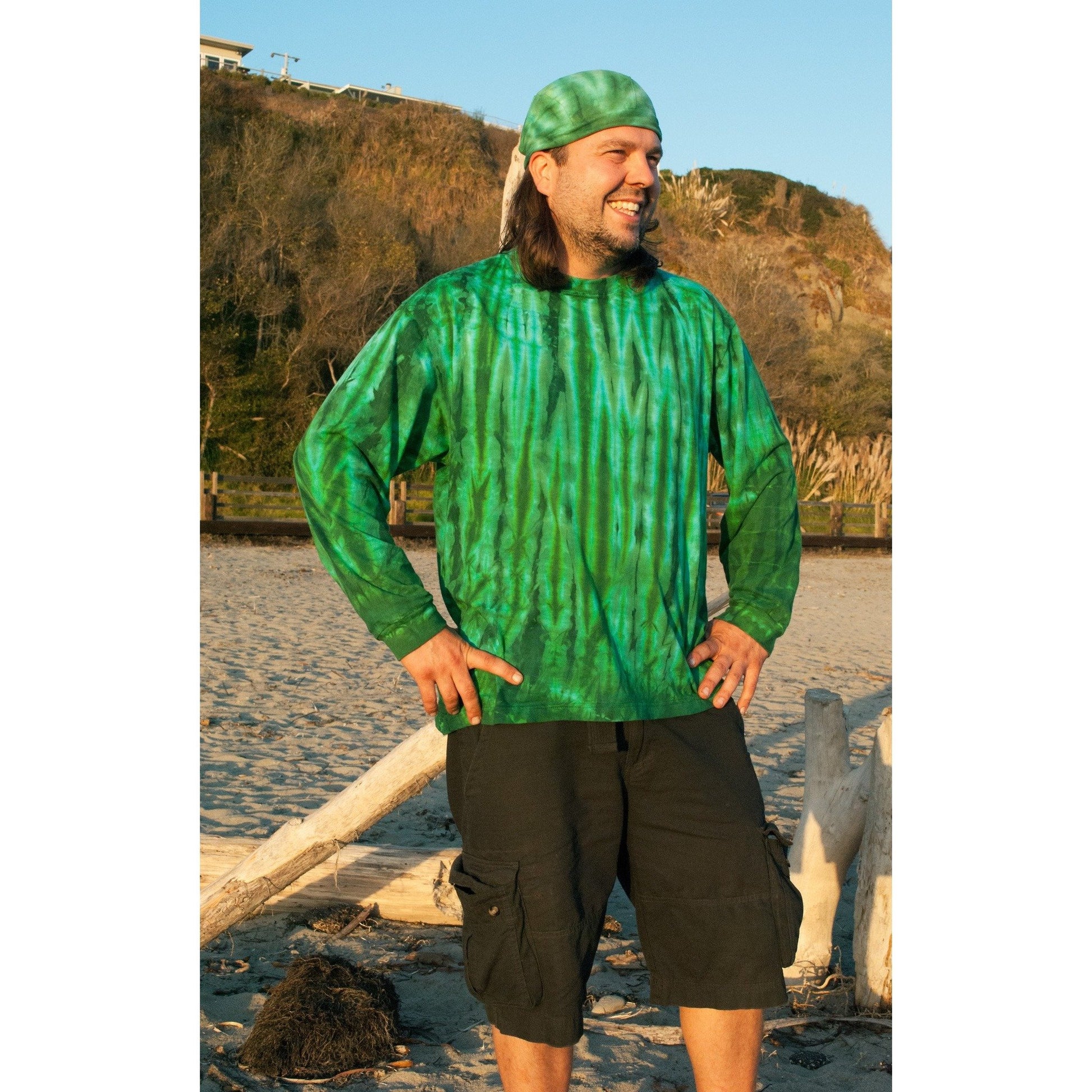 Mens Long Sleeve Tie Dye T-shirt - HalfMoonMusic