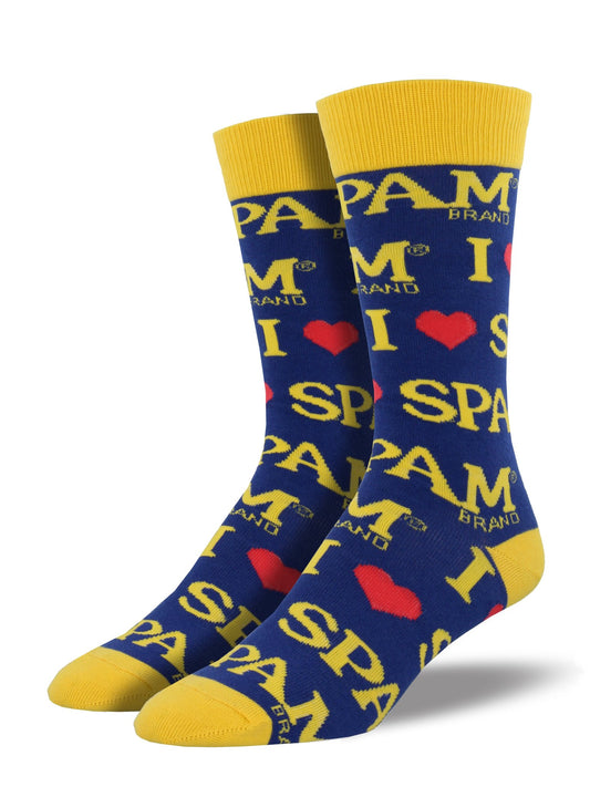 Womens I Love Spam Crew Socks - HalfMoonMusic