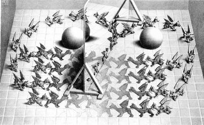 Magic Mirror Escher Art Print Poster - HalfMoonMusic