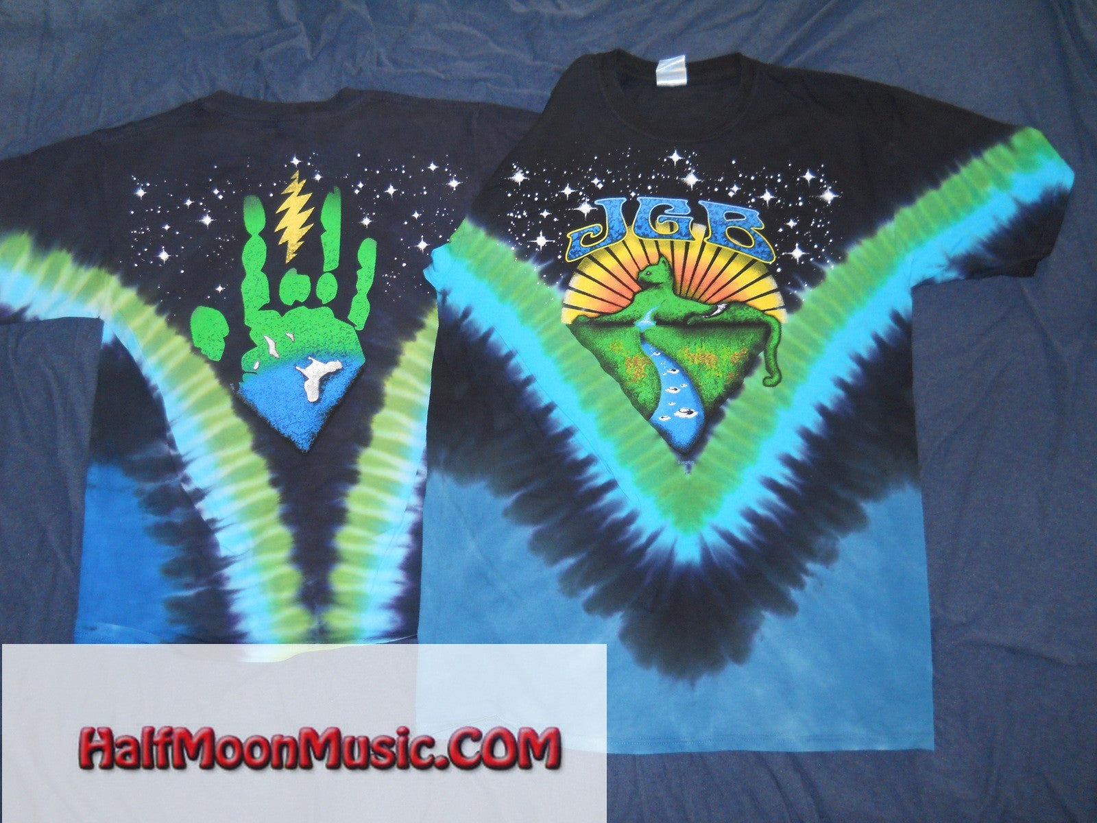 Jerry Garcia Band Mountain Cat Tie-Dye T-Shirt - HalfMoonMusic