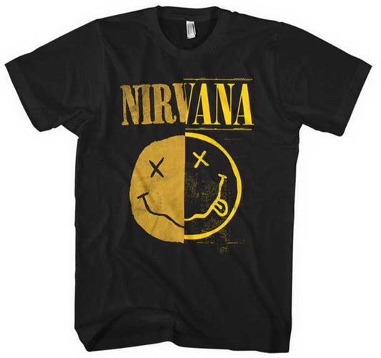 Men's Nirvana Split Smiley T-Shirt - HalfMoonMusic