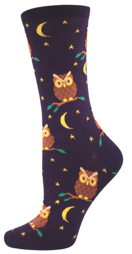 Womens Night Owl Socks - HalfMoonMusic