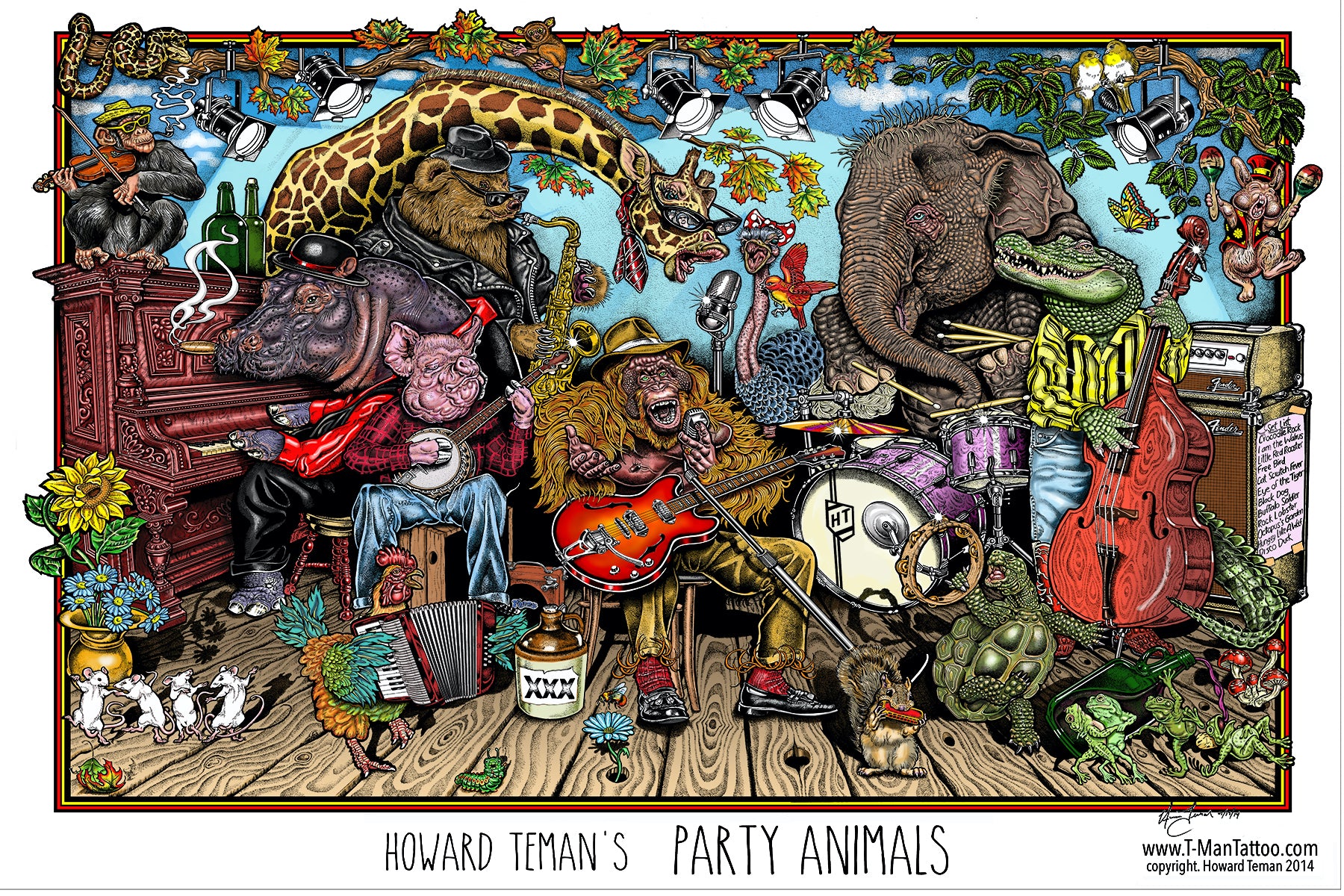 Party Animals Howard Teman Poster - HalfMoonMusic