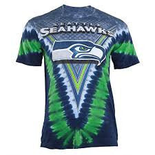 Seahawks Logo V Tie Dye T-Shirt NFL - HalfMoonMusic