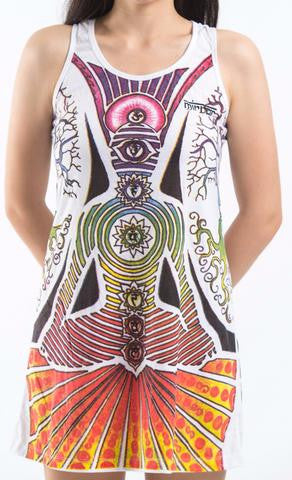Womens Chakra Tree Mirror Tank Dress - HalfMoonMusic