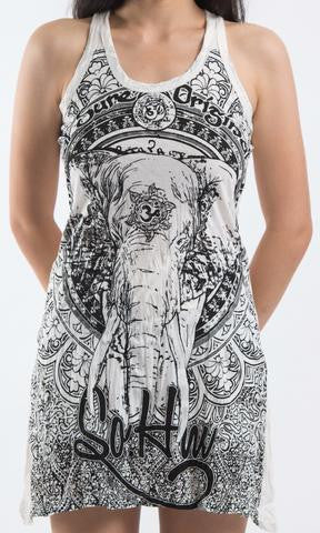 Womens Wild Elephant Tank Dress - HalfMoonMusic